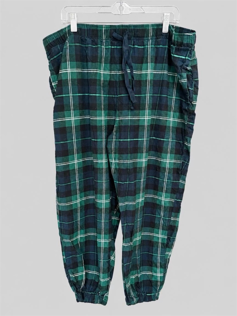 Old Navy Green & Navy Plaid Drawstring Pajama Jogger Pants - 2X